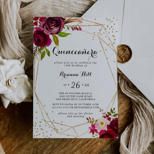 Geometric Guld Glitter Rustic Quinceañera Inbjudningar
