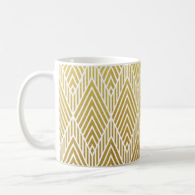 Geometric guld glitter sömlös mönster kaffemugg (Vänster)