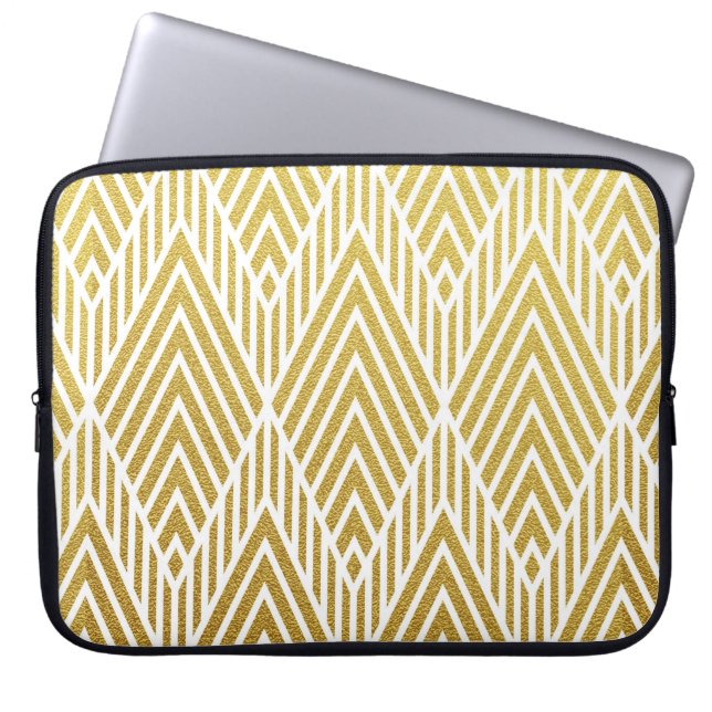 Geometric guld glitter sömlös mönster laptop fodral (Framsidan)