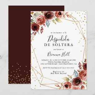 Geometric Guld Glitter Spanska Möhippan Inbjudningar