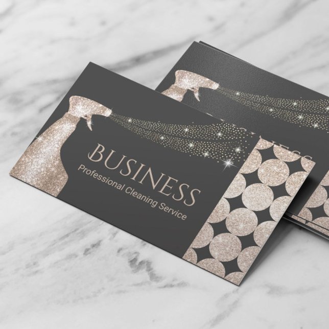 Geometric Guld Glitter Spray Städning Service Visitkort (Skapare uppladdad)