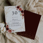 Geometric Guld Glitter Vår 30års födelsedag Party Inbjudningar<br><div class="desc">Denna geometriska inbjudan till partiet guld glitter vår 30års födelsedag är perfekt för en enkel födelsedagsfest. Utformningen har Rosa,  ,  röda,  blå och burgudfärgade,  handmålade,  vackra blommor i kombination med grönt bladverk,  som adorerar en geometrisk guld glitter ram.</div>