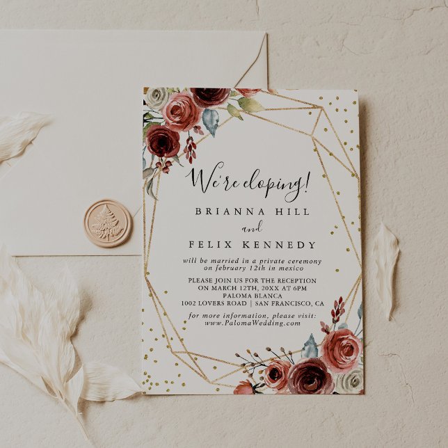 Geometric Guld Glitter Vår Elopement Recept Inbjudningar (Skapare uppladdad)