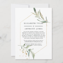 Geometric Guld Greenery Bröllop Reduced Guest List Meddelande