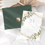 Geometric Guld Greenery Fall 21:a födelsedagen Par Inbjudningar<br><div class="desc">Den här geometriska guld-grenery-festinbjudan på 21:a födelsedag är perfekt för en modern händelse. Utformningen har ett vackert guld-geometriskt ram med elegant grönt löv.</div>