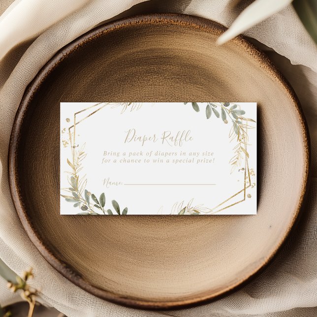 Geometric Guld Greenery Fall Diaper Raffle Biljett Tilläggskort (Skapare uppladdad)
