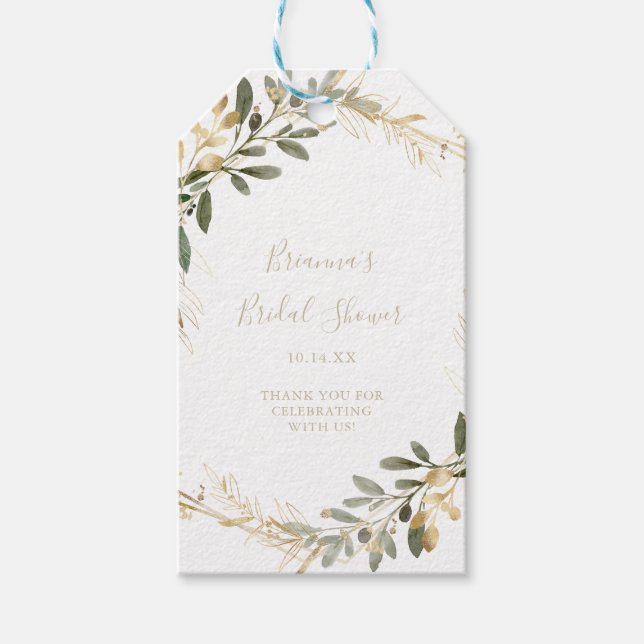 Geometric Guld Greenery Fall Möhippa Presentetikett (Framsidan)