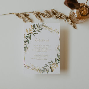 Geometric Guld Greenery Fall Wedding Directions Tilläggskort