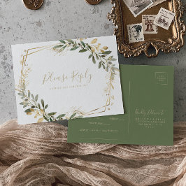 Geometric Guld Greenery Menu Choice OSA Postcard Vykort