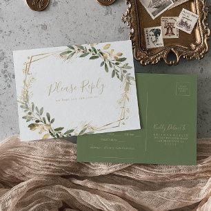 Geometric Guld Greenery Menu Choice OSA Postcard Vykort