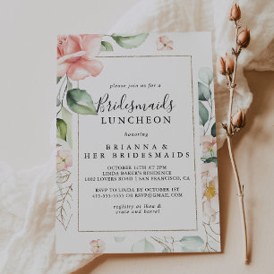 Geometric Guld Grönt Bridesmaids Luncheon Shower Inbjudningar