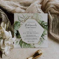 Geometric Guld Grönt Bridesmaids Luncheon Shower