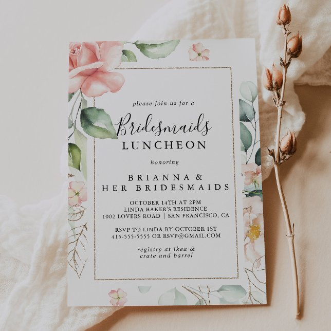 Geometric Guld Grönt Bridesmaids Luncheon Shower Inbjudningar (Skapare uppladdad)