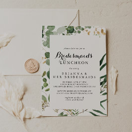 Geometric Guld Grönt Bridesmaids Luncheon Shower Inbjudningar