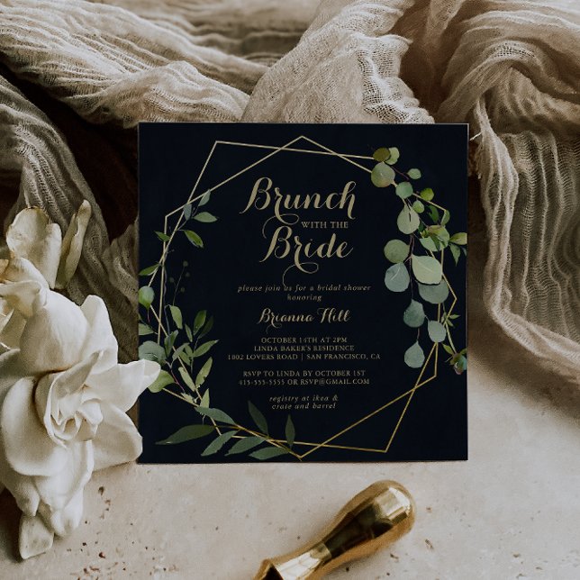 Geometric Guld Grönt Brunch med Bride Shower Inbjudningar (Skapare uppladdad)