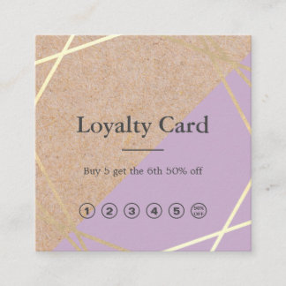 Geometric Guld Kraft tryckt Lavender Loyalty Fyrkantigt Visitkort