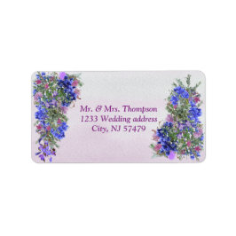 Geometric Guld & Lavender Flowers Bouquet Adressetikett