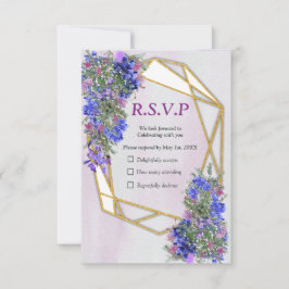 Geometric Guld & Lavender Flowers OSA Kort