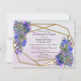 Geometric Guld & Lavender FlowersTema Inbjudningar