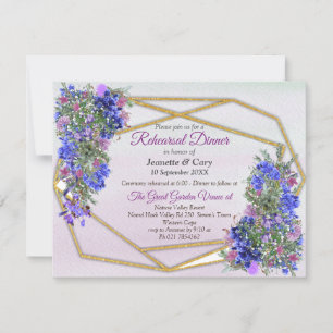 Geometric Guld & Lavender FlowersTema Inbjudningar