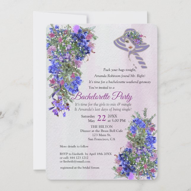 Geometric Guld & Lavenders Bachelorette Party Inbjudningar (Framsida)