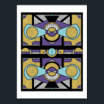 Geometric Guld Lila Art Deco Abstract Design Poster<br><div class="desc">Höjd dekorn med "Art Deco Set Biet", ett geometriskt mästerverk som binder guld, lila och blå toner i en klassisk Art Deco stil. Denna abstrakta design fångar Jazz-ålders elegans och opulens med dess djärva former och krångliga mönster. Perfekt för konstentusiaster och konsthandlare i insida tillför biet en aning sofistikerad och...</div>