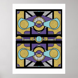 Geometric Guld Lila Art Deco Abstract Design Poster