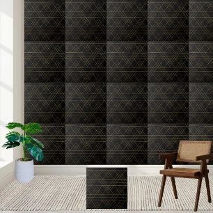 Geometric Guld Line Art Deco Tile Kakelplatta