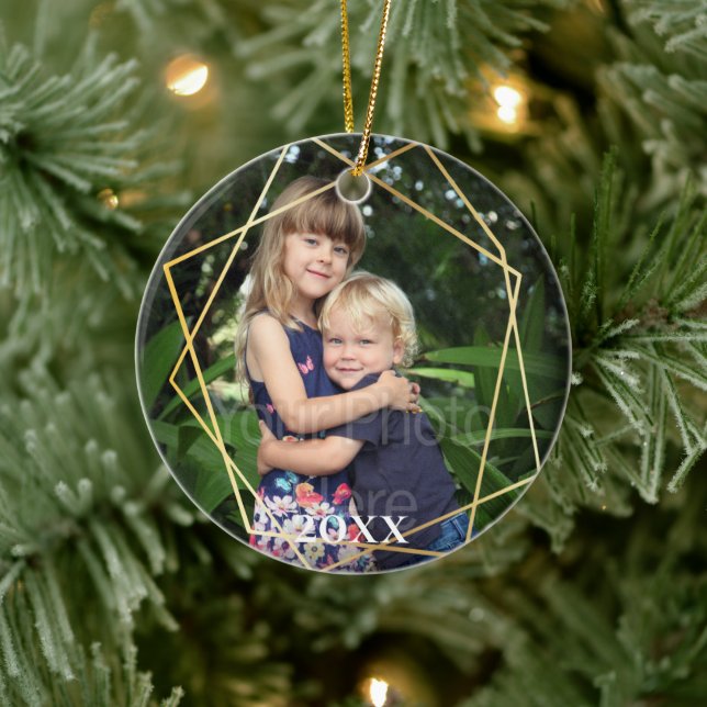 Geometric Guld Linjer Modern Marble Helgdag Julgransprydnad Keramik (Träd)