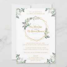 Geometric Guld Löv bröllopsinbjudan