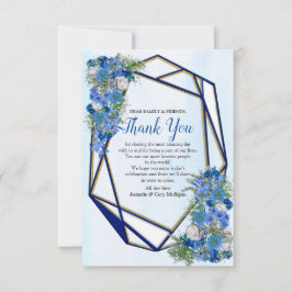 Geometric Guld-marin och Blue Flower-tack-kort OSA Kort