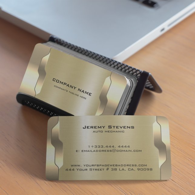 Geometric Guld Metallic Struktur Visitkort (Skapare uppladdad)