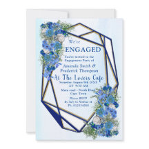 Geometric Guld-Navy ramar & Blåa blommor