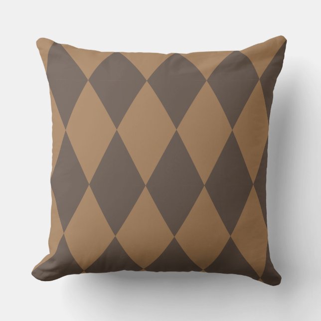 Geometric Guld och Beige Diamond Harlequin Modern Kudde (Framsida)