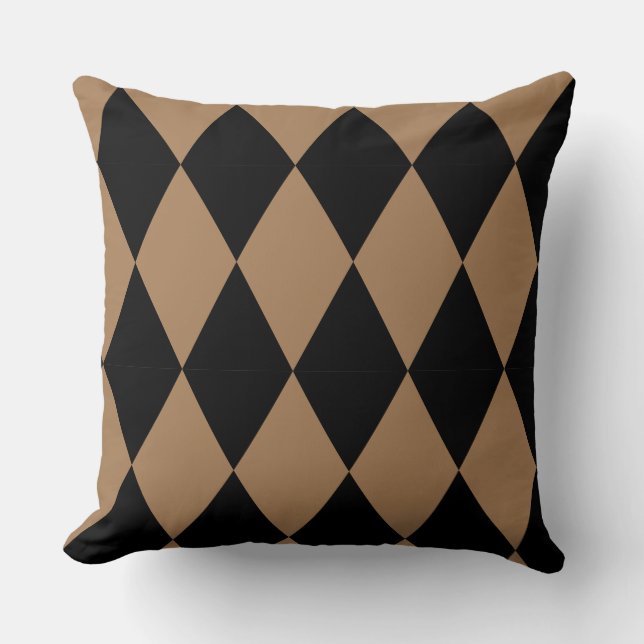 Geometric Guld och Black Diamond Harlequin Modern Kudde (Framsida)