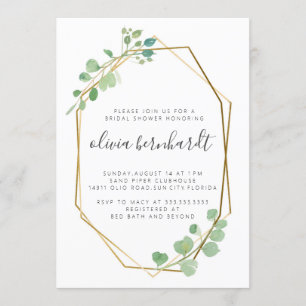 Geometric Guld och Eucalyptus Gräns Inbjudningar
