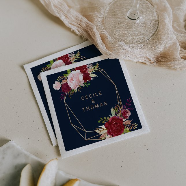 Geometric Guld och Red Tropical Bröllop Napkin Pappersservett (Skapare uppladdad)