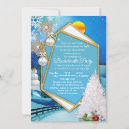 Geometric Guld Ram Bachelorette Inbjudningar