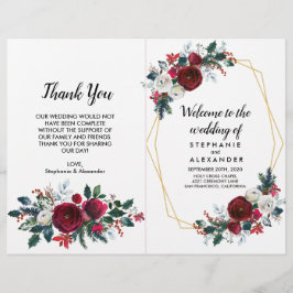 Geometric Guld Ram Burgundy Winter Flowers