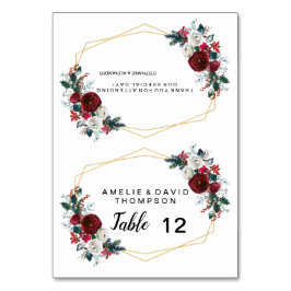 Geometric Guld Ram Burgundy Winter Flowers Bordsnummer