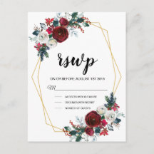 Geometric Guld Ram Burgundy Winter Flowers