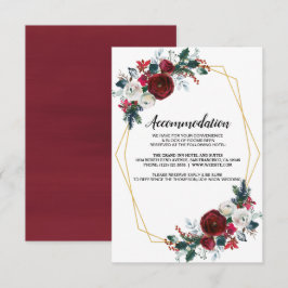 Geometric Guld Ram Burgundy Winter Flowers Inbjudningar