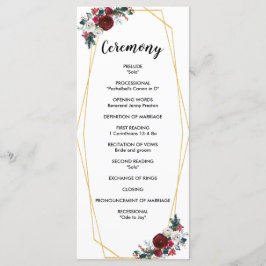 Geometric Guld Ram Burgundy Winter Flowers Program