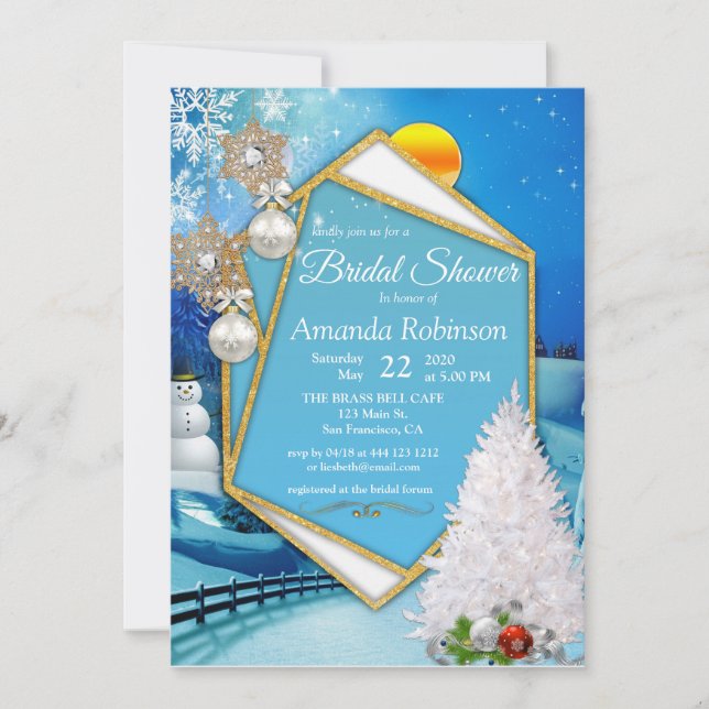 Geometric Guld Ram Möhippa Inbjudningar (Framsida)