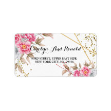 Geometric Guld Ram Rosa Blommigt