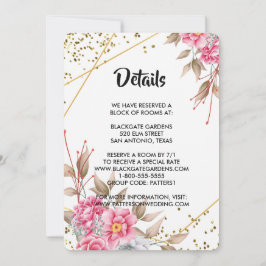 Geometric Guld Ram Rosa Blommigt-hölje Inbjudningar