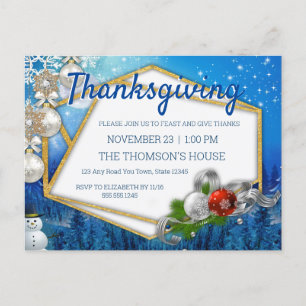 Geometric Guld Ram Thanksgiving Inbjudan Vykort