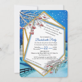 Geometric Guld-Ram Winter Bachelorette Party Inbjudningar