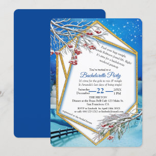 Geometric Guld-Ram Winter Bachelorette Party Inbjudningar