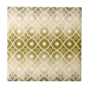 Geometric guld Rand & White Quatrefoil Geometric Kakelplatta